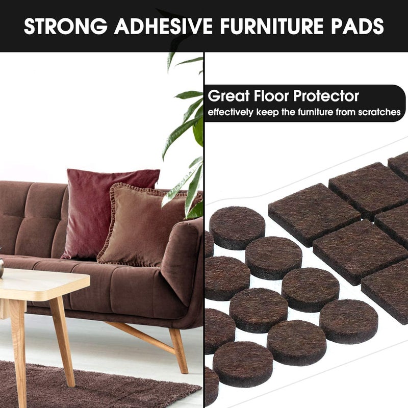 Yelanon Felt Furniture Pads for Hardwood Floors -80 Pcs Premium Felt Pads for Chair Legs, Floor Protectors for Furniture, Brown - Image 2